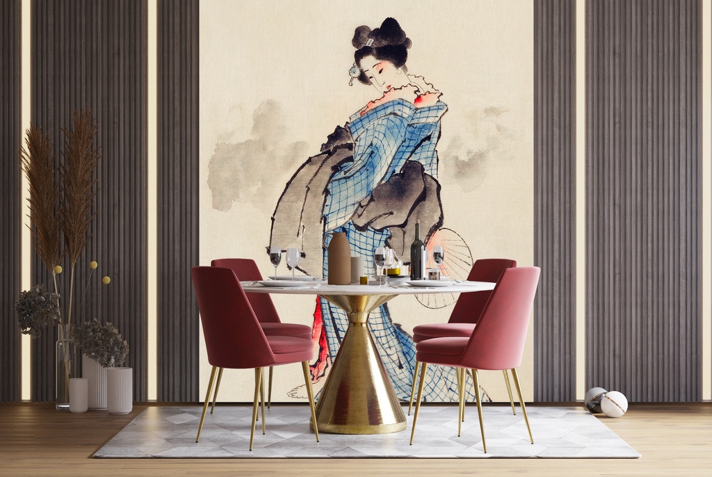Woman, Full-Length Portrait, Standing Wall Mural Artist shika Hokusai