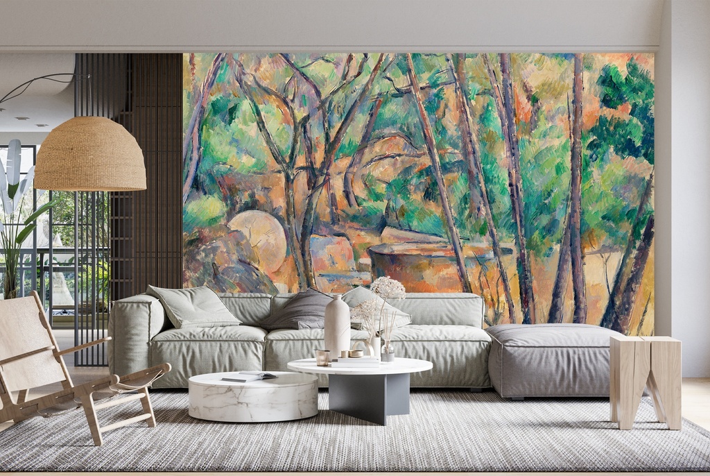Millstone And Cistern Under Trees (1892–1894) Wall Mural Artist Paul Cézanne