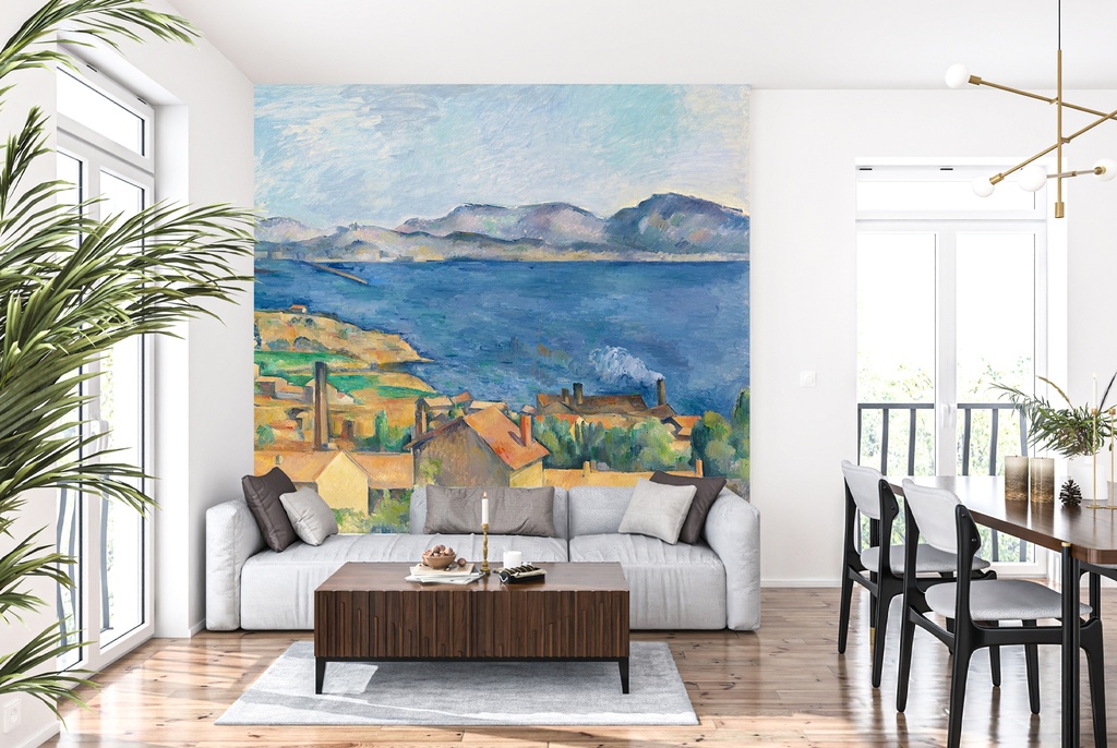 The Bay of Marseille from L’Estaque (1885) Wall Mural Artist Paul Cézanne