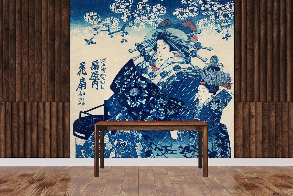 Ogiya uchi Hanaogi Wall Mural Artist Utagawa Kuniyoshi