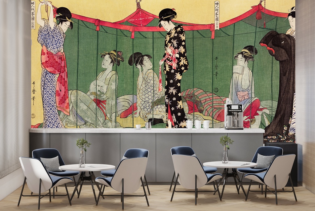 Fujin Tomarikyaku no zu Wall Mural Artist Utamaro Kitagawa