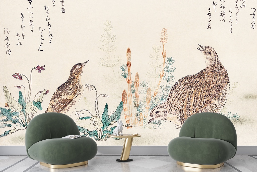 Uzura Hibari Wall Mural Artist Utamaro Kitagawa