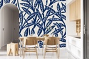 Leaves ornament blue pattern background Wall Mural Artist William Morris