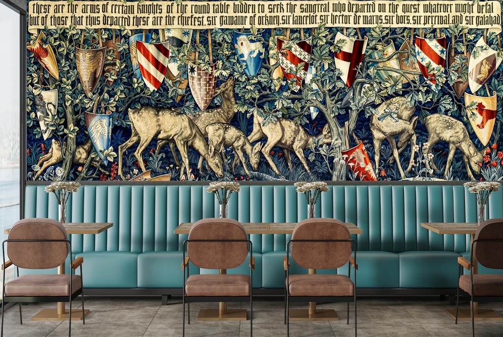 Verdure with Deer and Shields (1900) Wall Mural Artist William Morris