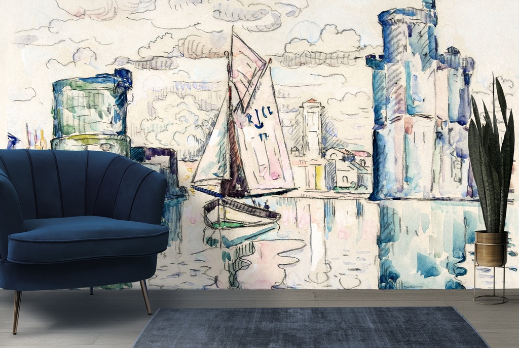 Entrance to the Harbor of La Rochelle (ca. 1920–128) Wall Mural Paul Signac