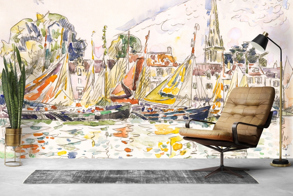 Le Pouliguen Fishing Boats (1928) Wall Mural Paul Signac