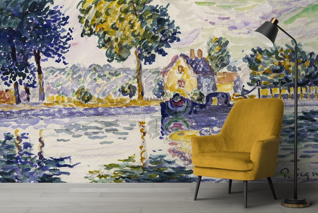 View of the Seine, Samois (1906) Wall Mural Paul Signac