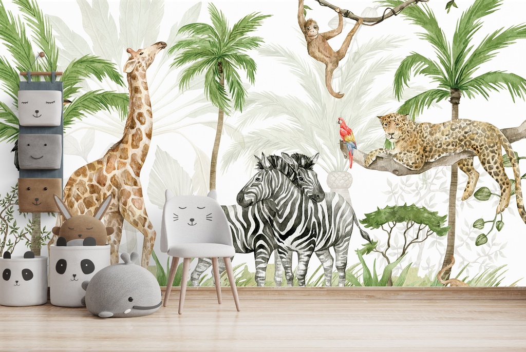 Jungle Animals Tropical Safari Wall Mural