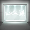 Santa Sleigh Reindeer Christmas Frosted Window Sticker