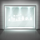Christmas Village Santa Reindeer Frosted Window Sticker