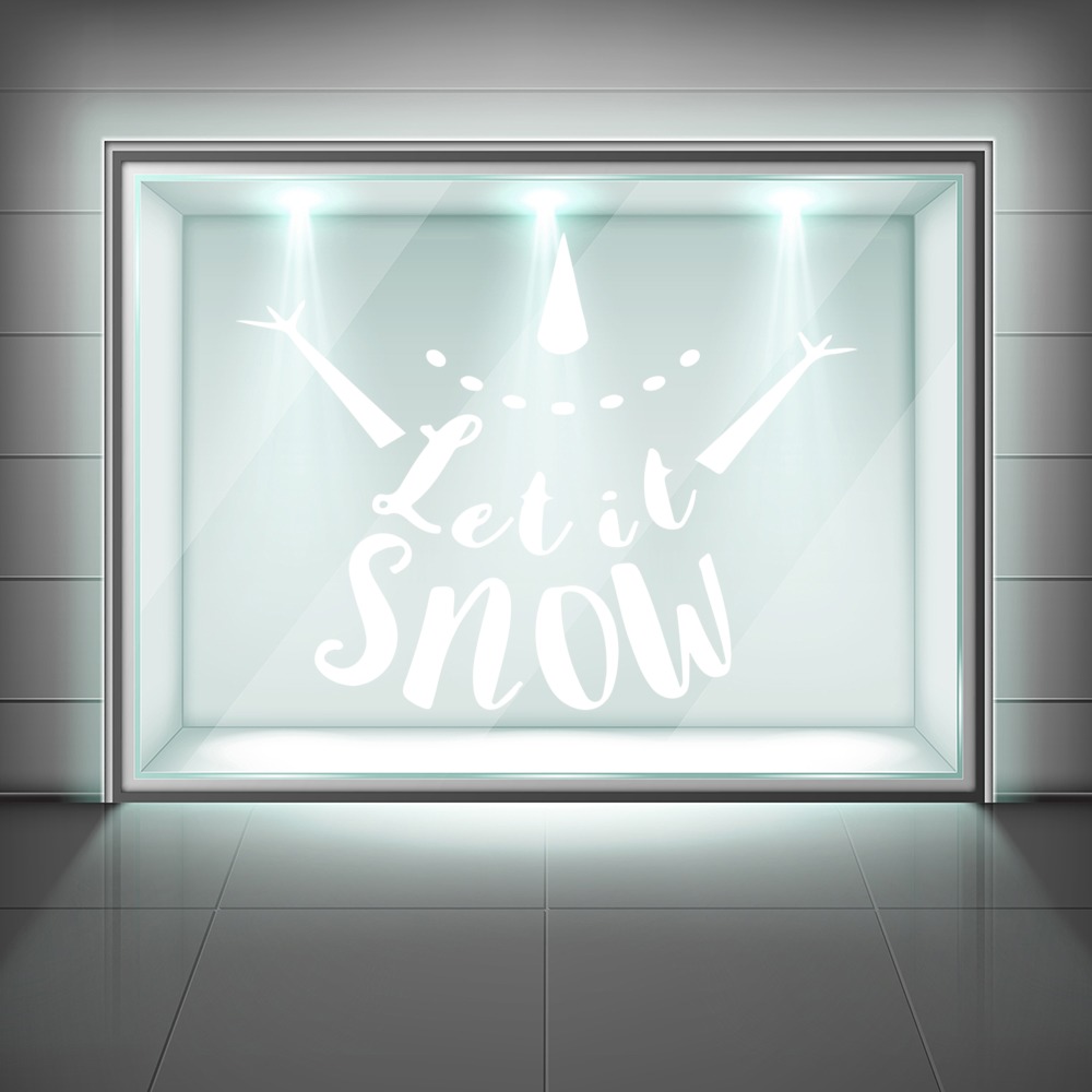 Let It Snow Christmas Snowman Frosted Window Sticker