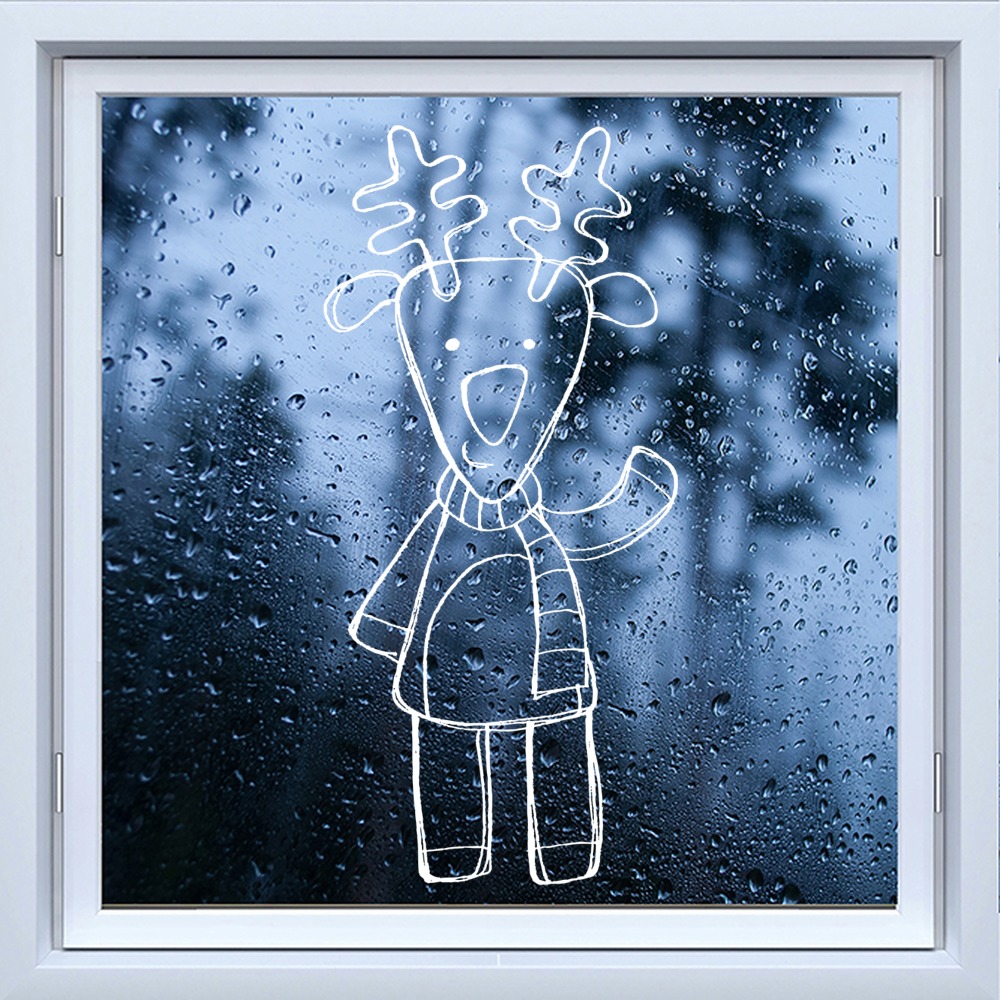 Rudolph Reindeer Christmas Character Frosted Window Sticker