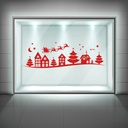 Christmas Village Santa Reindeer Window Sticker