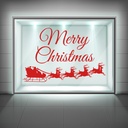 Merry Christmas Santa & Reindeer Window Sticker