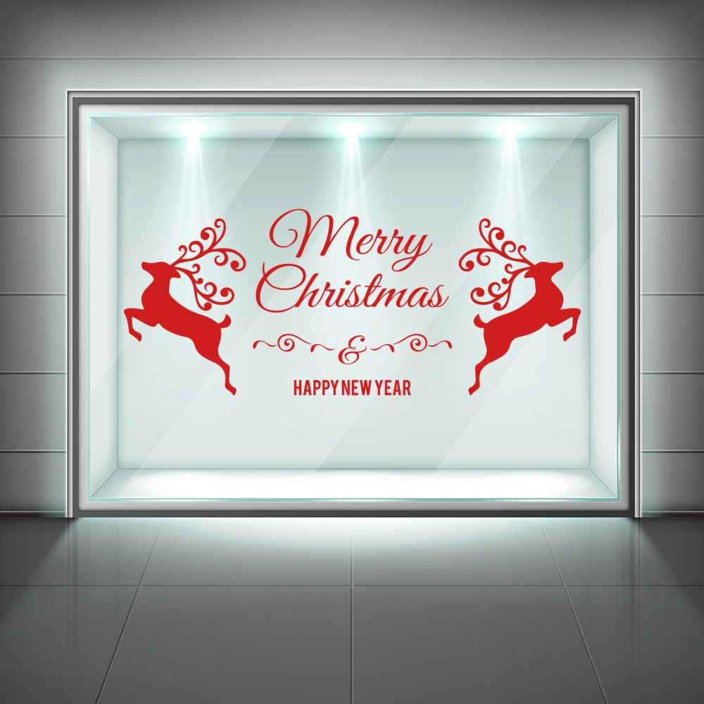 Merry Christmas Reindeer Quote Window Sticker