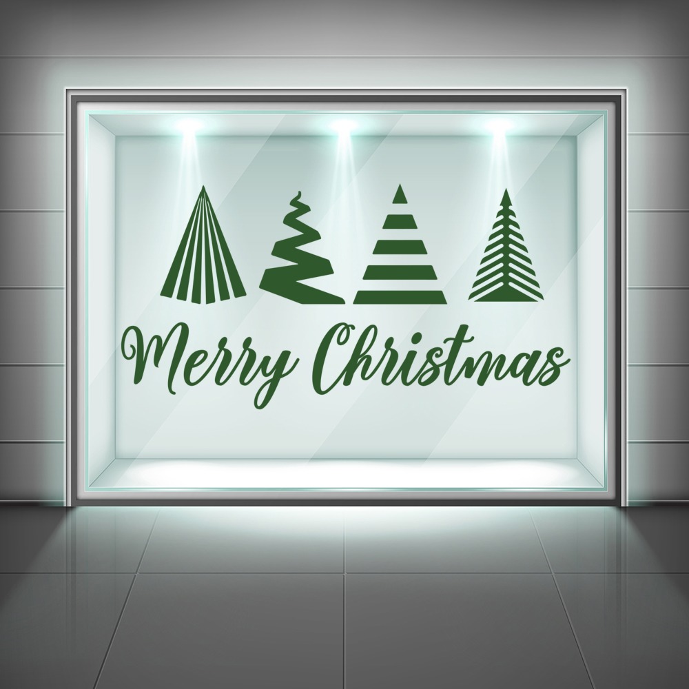 Merry Christmas Trees Window Sticker