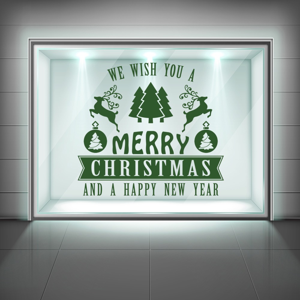 Merry Christmas & Happy New Year Quote Window Sticker