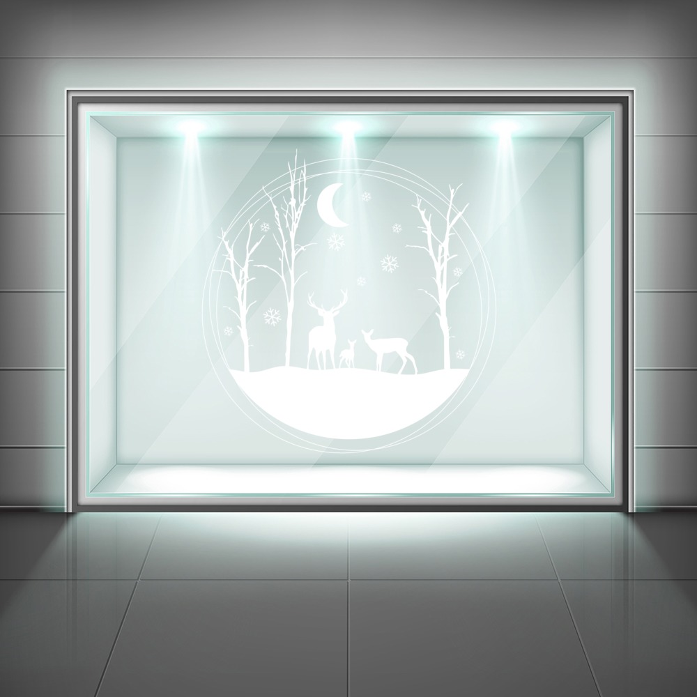 Winter Woodland Christmas Scene Frosted Window Sticker