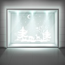 Winter Woods Christmas Scene Frosted Window Sticker