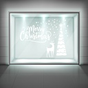 Merry Christmas Tree & Reindeer Design Frosted Window Sticker