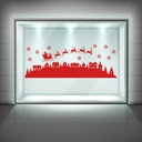 Santa Reindeer Over Christmas Village Window Sticker