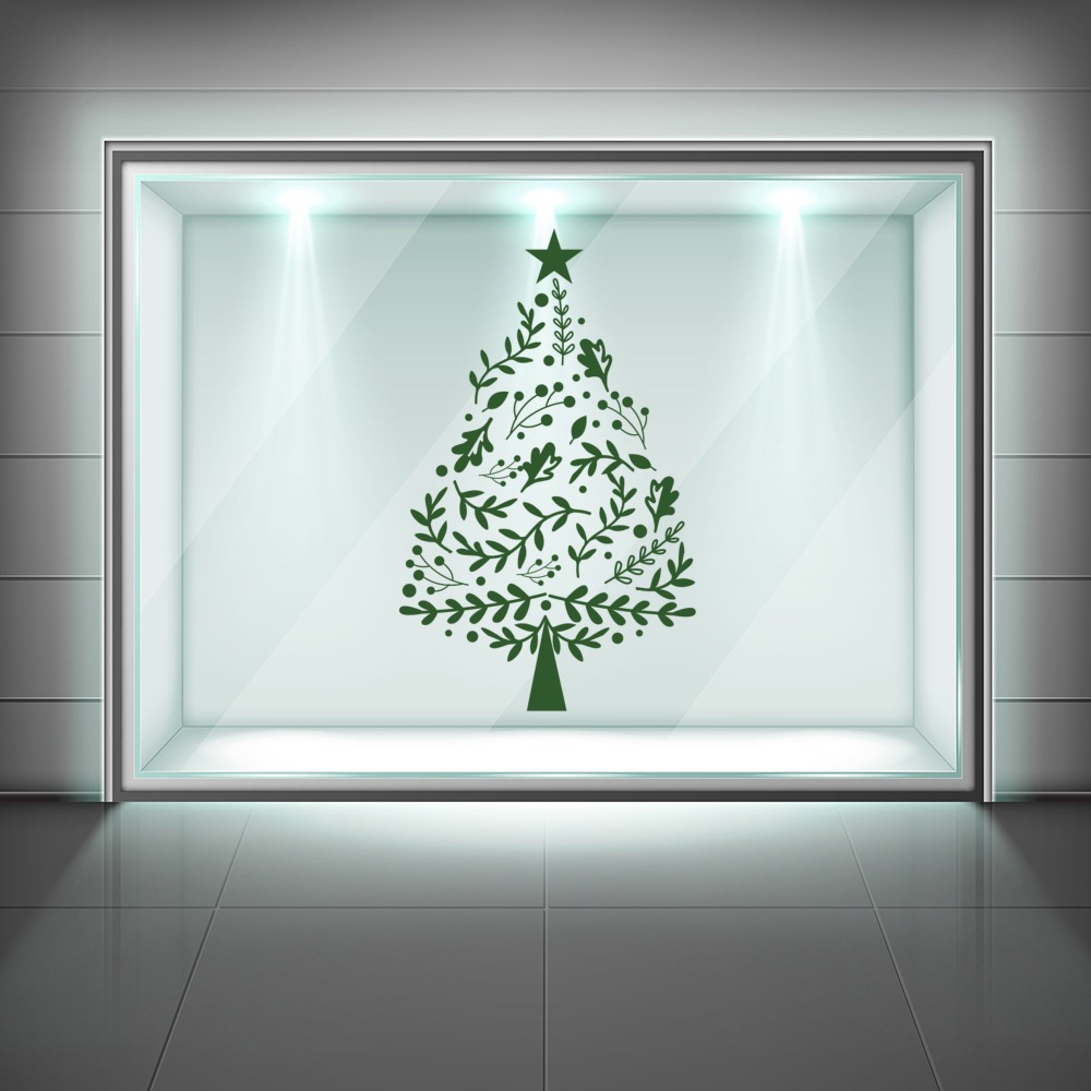 Floral Christmas Tree Window Sticker | Icon Wall Stickers