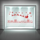 Santa Claus & Reindeer Over City Festive Christmas Window Sticker