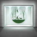 Winter Woods & Deer Christmas Scene Window Sticker