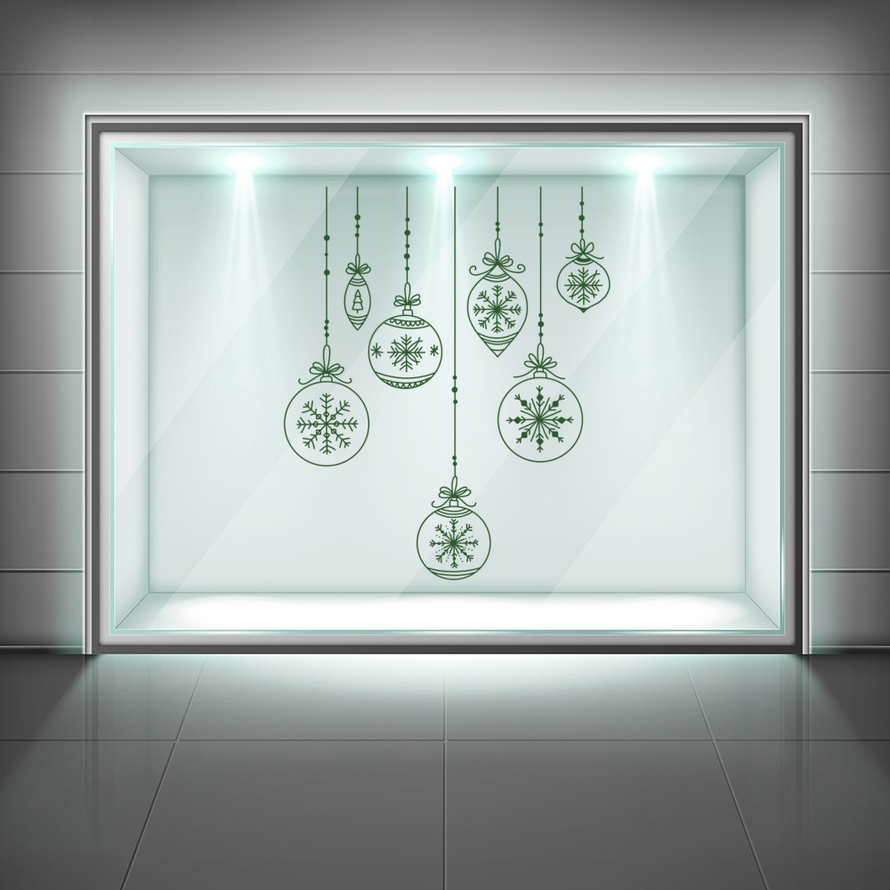 Christmas Baubles Snowflake Design Window Sticker