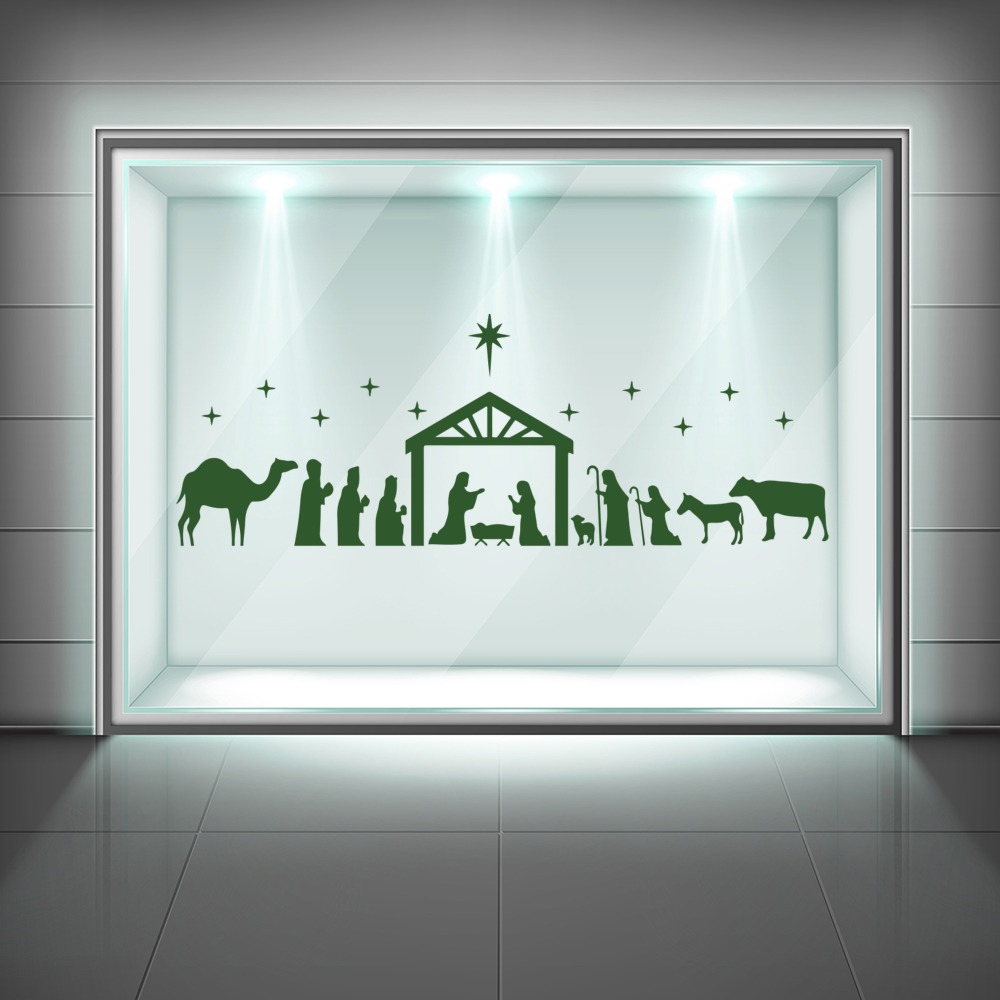 Large Nativity Scene Christmas Window Sticker