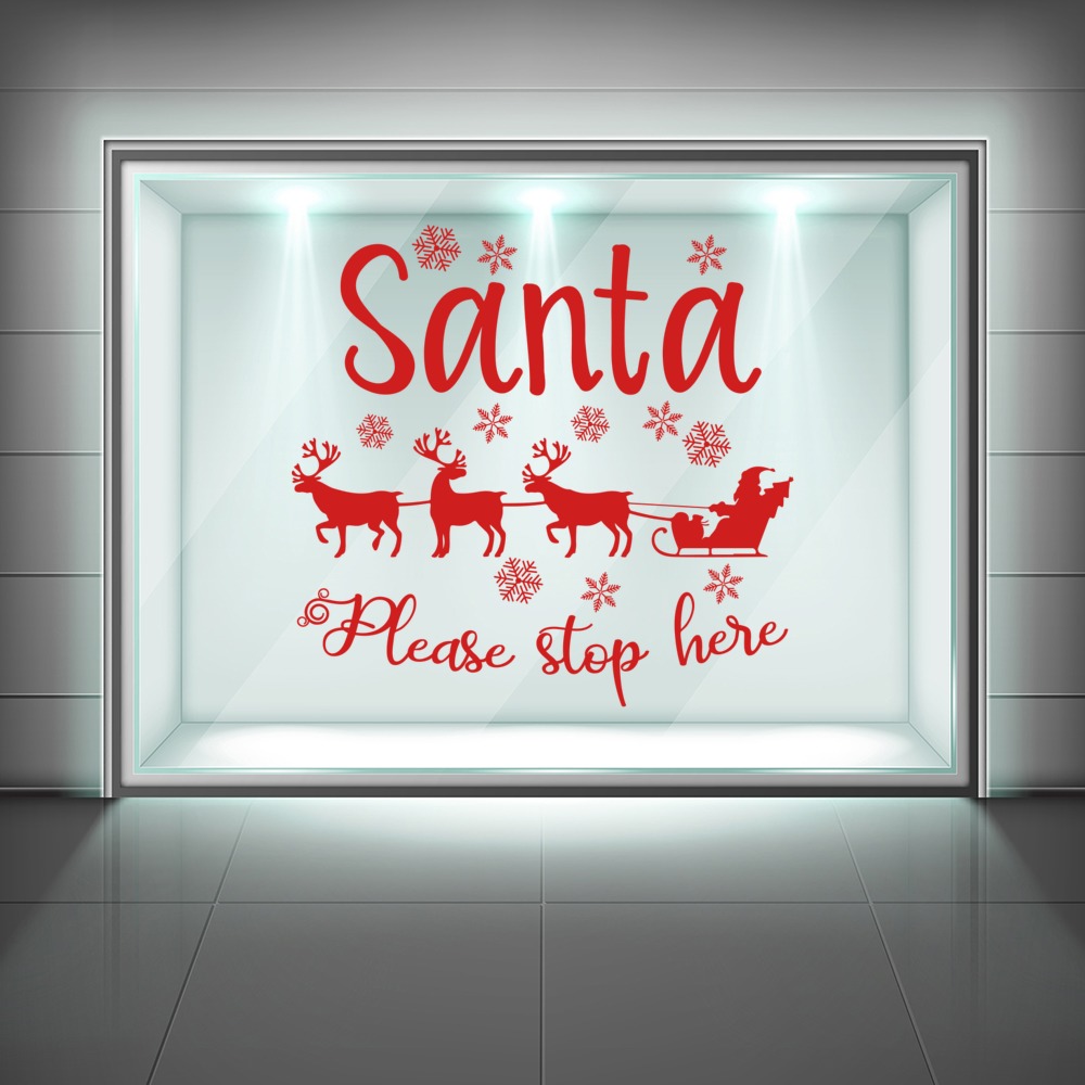 Santa Please Stop Here Christmas Window Sticker