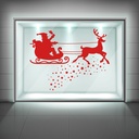 Santa, Reindeer & Stars Christmas Window Sticker