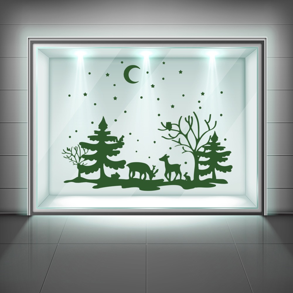 Winter Woods Christmas Scene Window Sticker