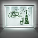 Merry Christmas Quote Tree & Reindeer Window Sticker
