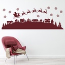 Santa Reindeer Over Christmas Village Wall Sticker