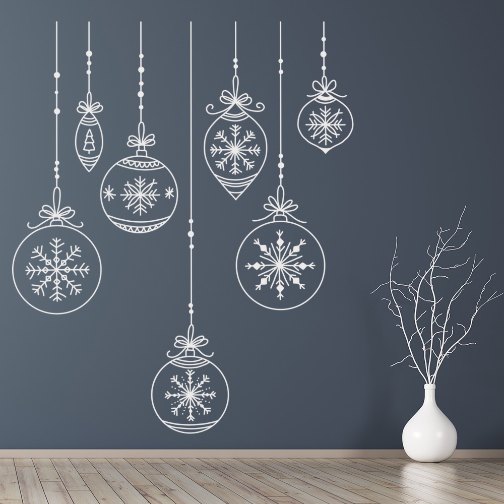 Christmas Baubles Snowflake Design Wall Sticker