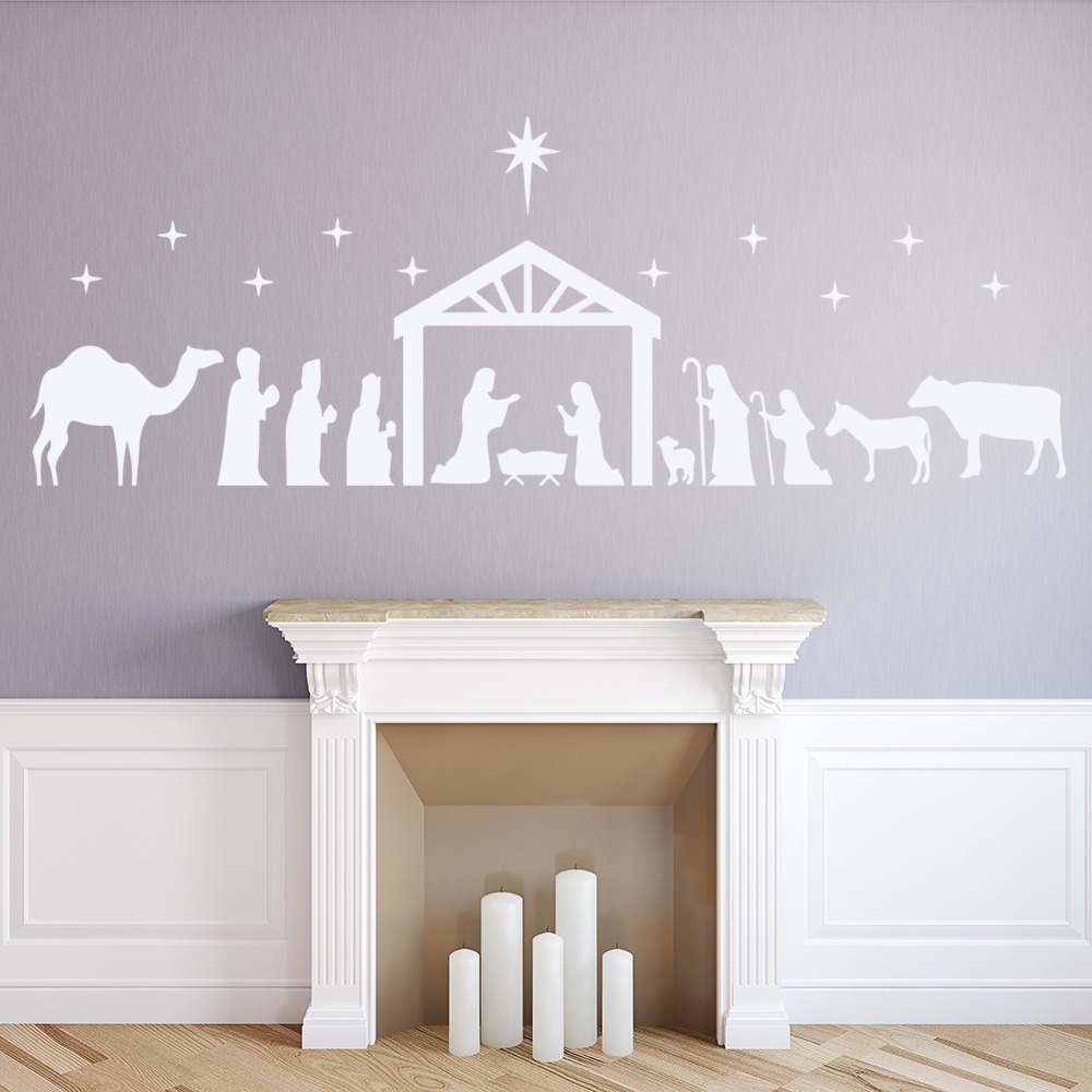 Large Nativity Scene Christmas Wall Sticker