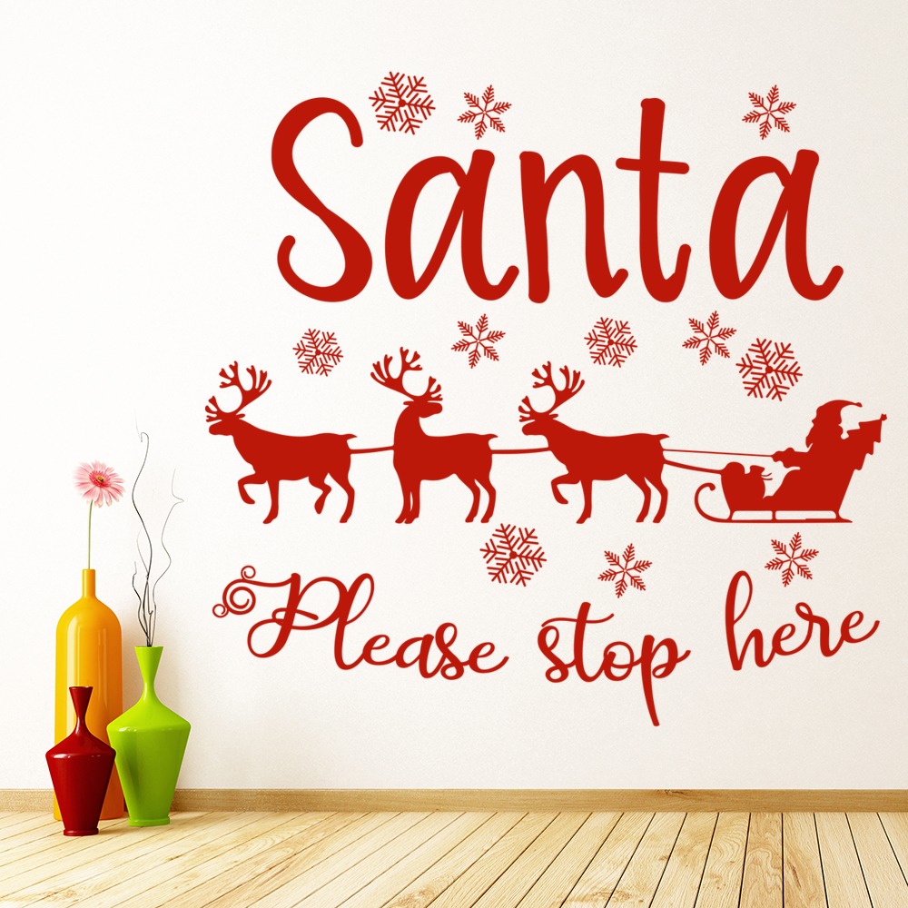 Santa Please Stop Here Christmas Wall Sticker