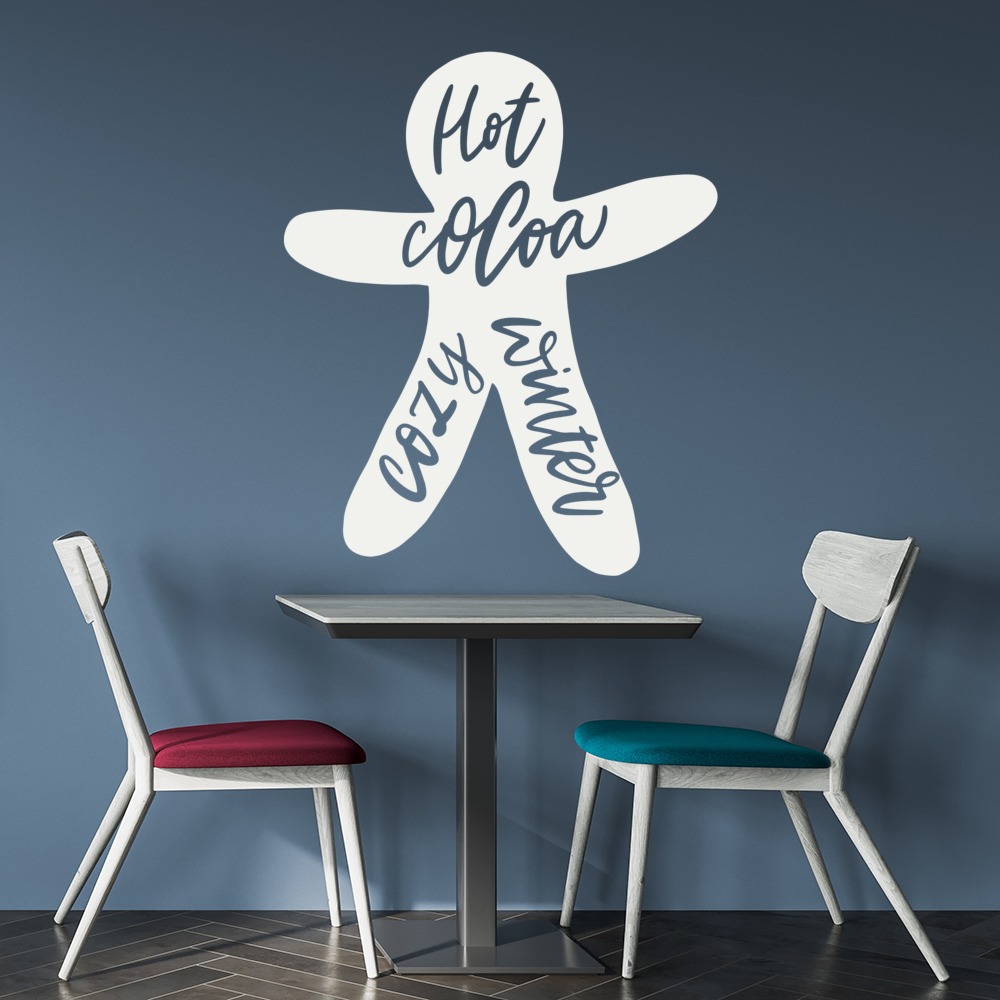 Hot Cocoa Gingerbread Man Shop Cafe Christmas Wall Sticker