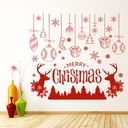 Merry Christmas Reindeer & Baubles Christmas Scene Wall Sticker
