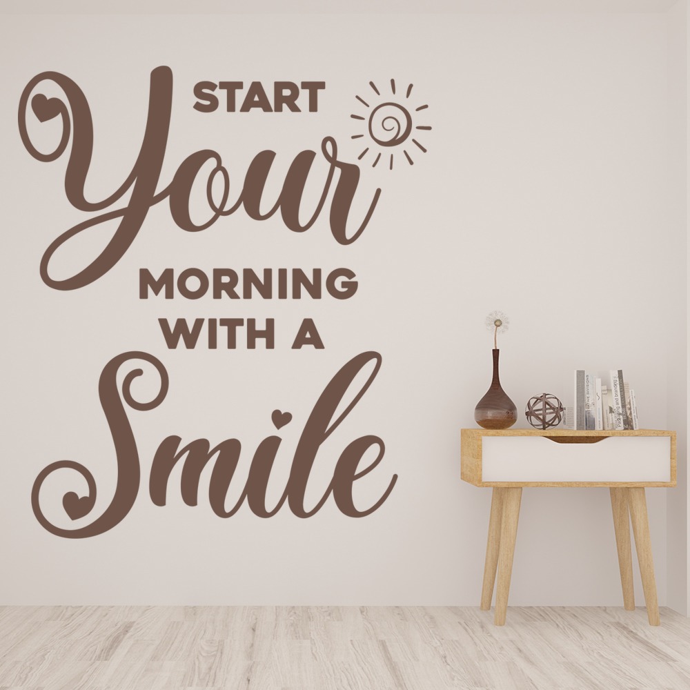 Start Your Morning With A Smile Inspirational Quote Wall Sticker