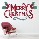 Merry Christmas Holly Design Wall Sticker - Mod8