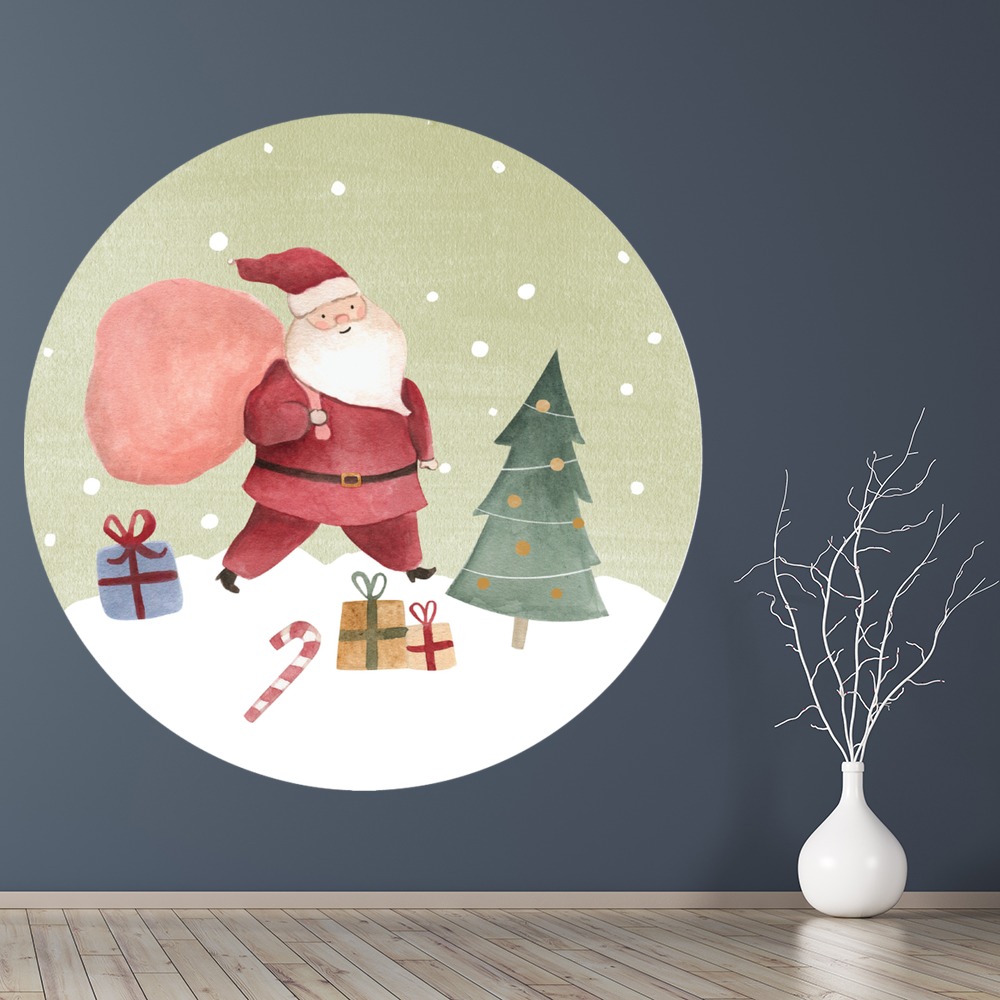 Santa Delivering Presents Christmas Scene Wall Sticker