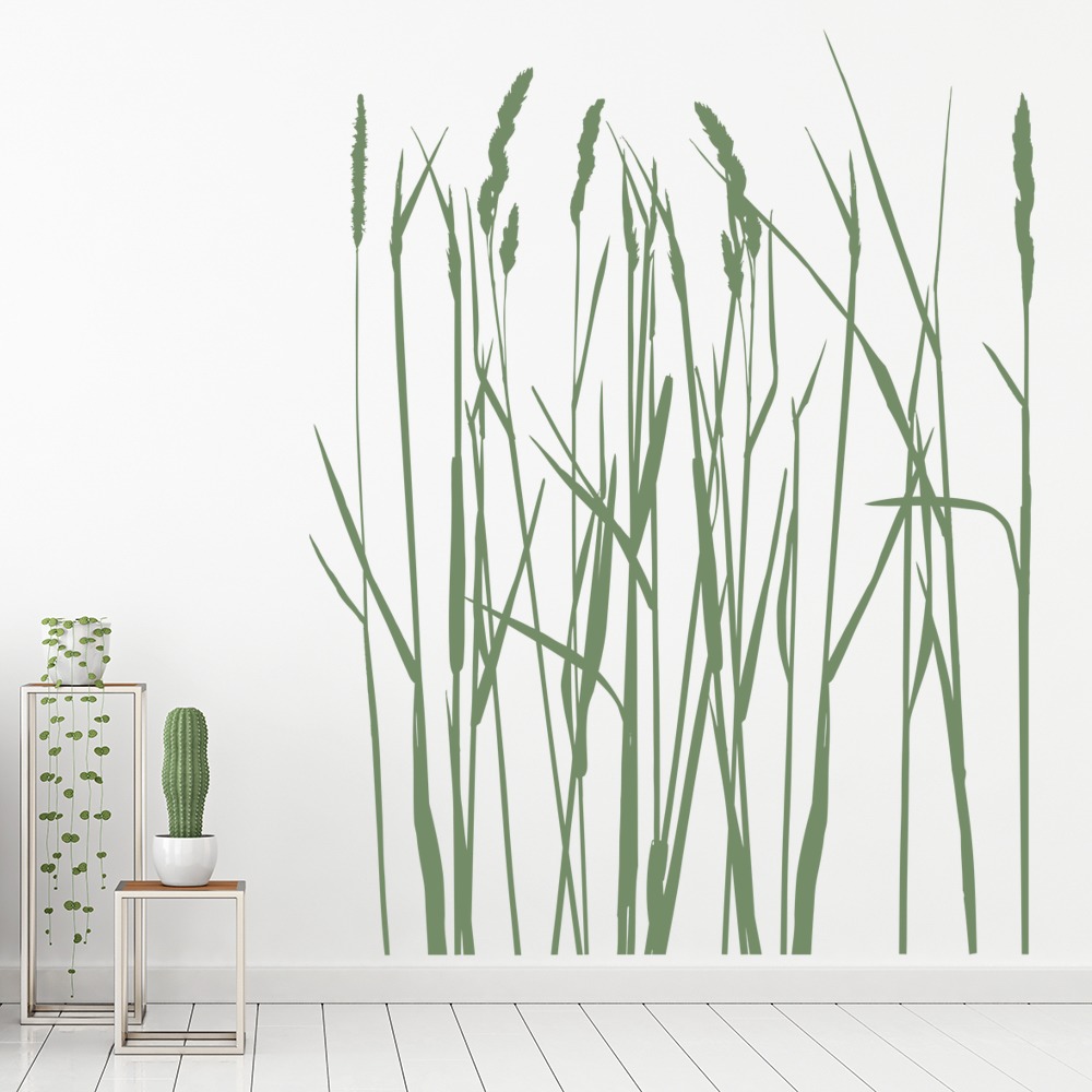 Long Grass Flowers Trees Wall Sticker