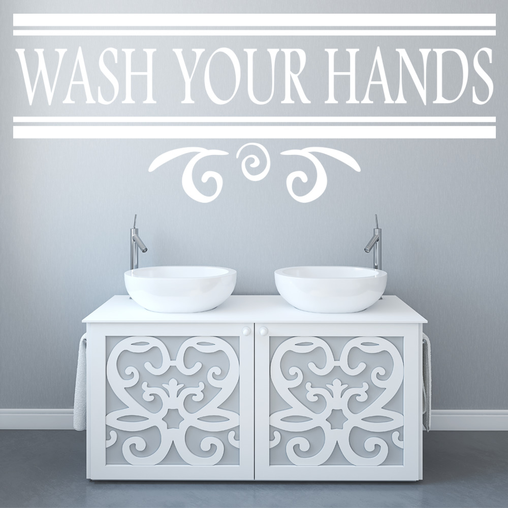 Wash Your Hands Bathroom Quote Wall Sticker - Mod3
