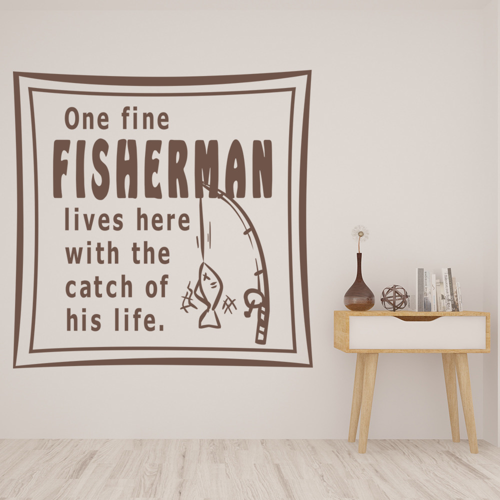 Fishing One Fine Fisherman Quote Wall Sticker
