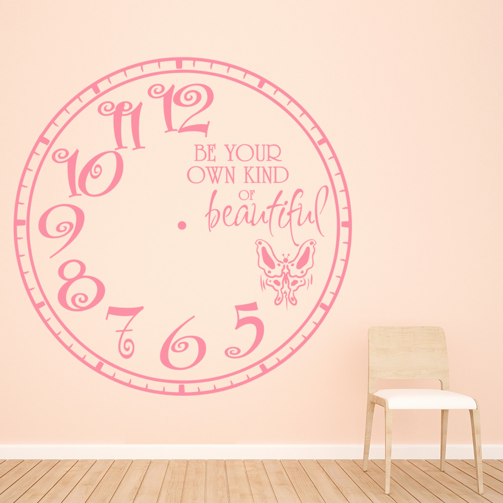 Butterfly Clock Be Your Own Kind Of Beautiful Wall Sticker
