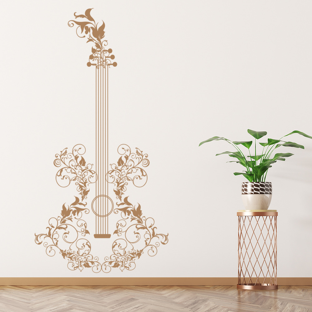 Floral Guitar Music Wall Sticker