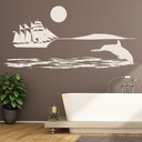 Dolphin Ship Ocean Wall Sticker Scene