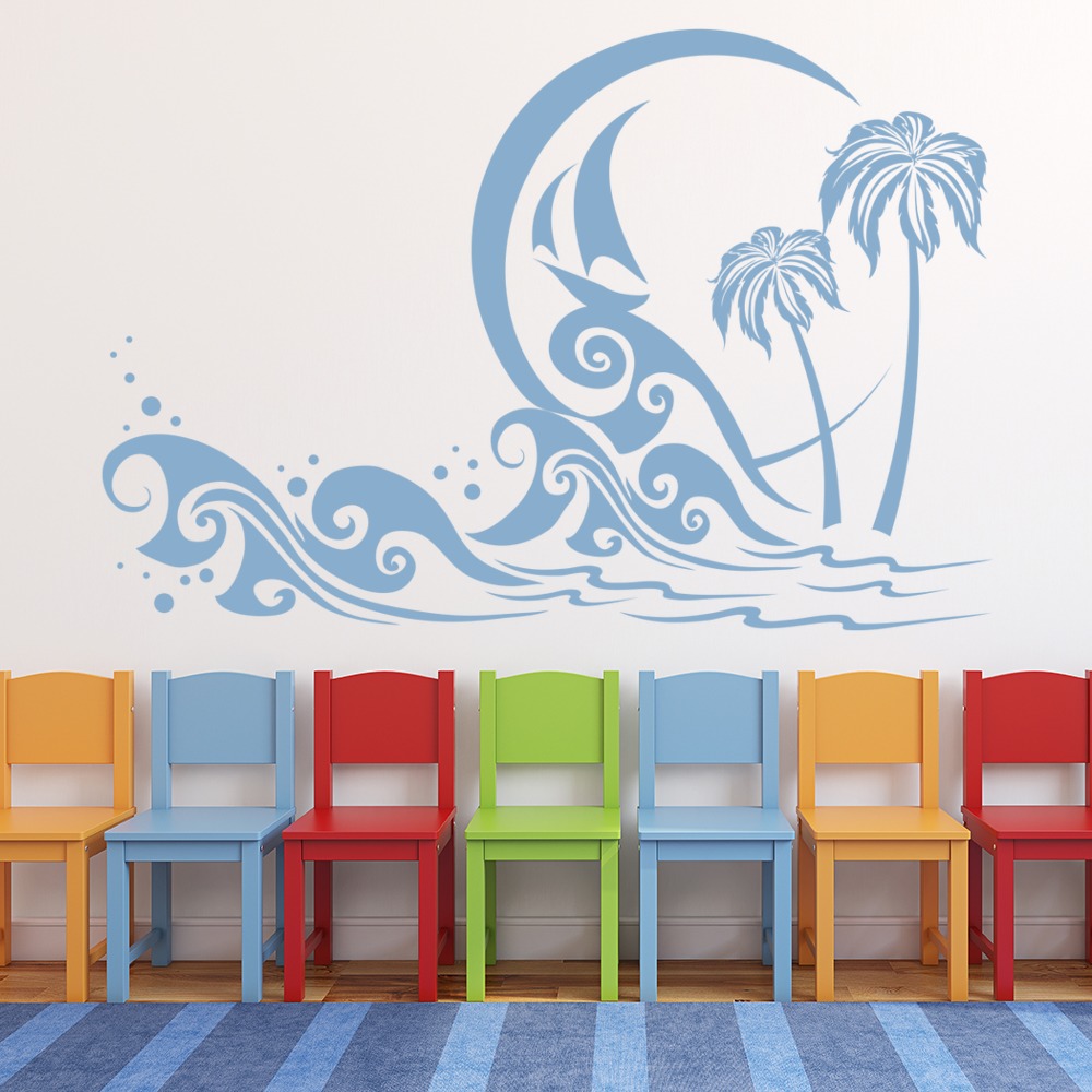 Tropical Wave Palm Tree Wall Sticker